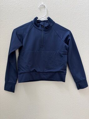 We Wander Kids Navy Half-Zip Pullover Hoodie Kangaroo Pocket Size 6/7